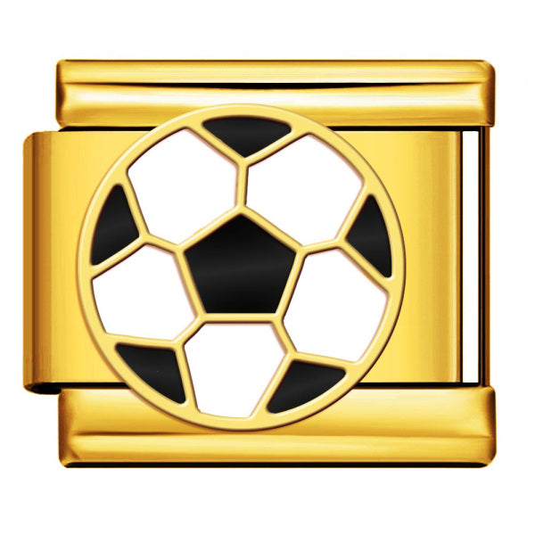 Silver Italian charm with a soccer ball