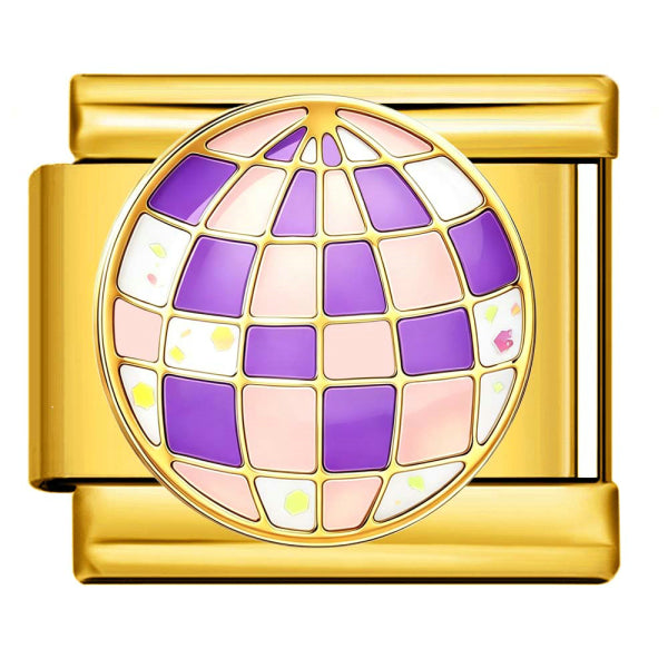 Purple Disco Ball Italian Charm