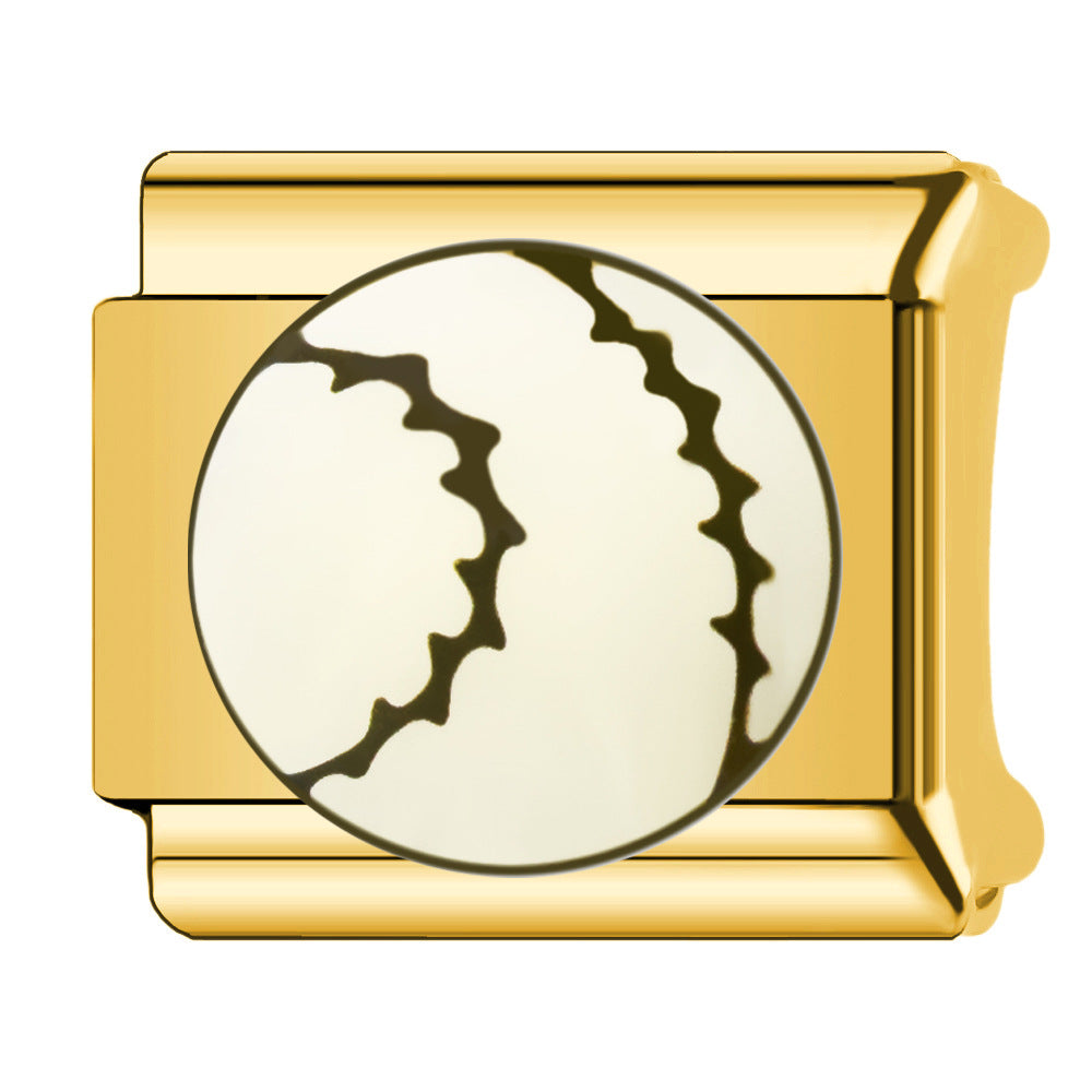 Gold Italian charm with a baseball