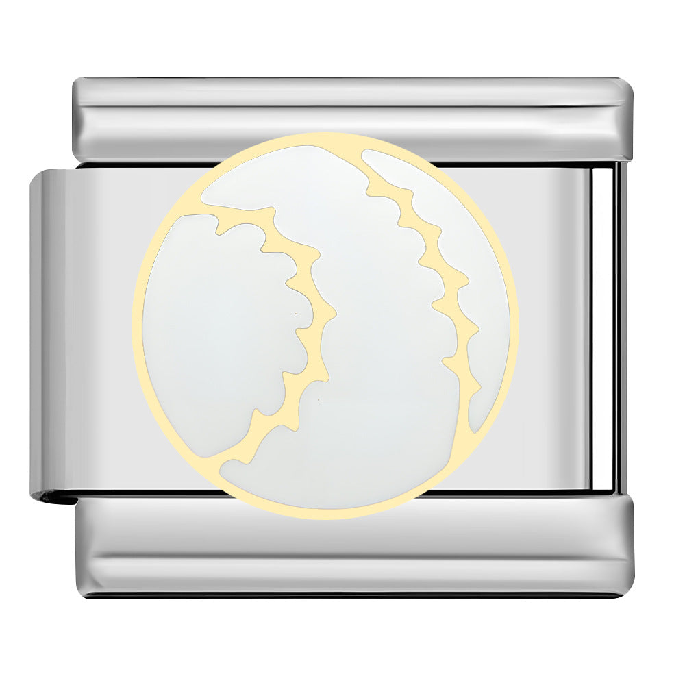 Silver Italian charm with a baseball