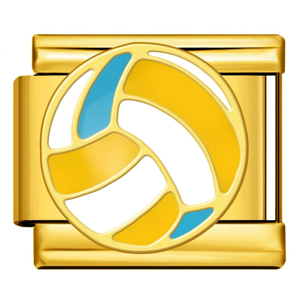 Gold Italian charm with a volleyball