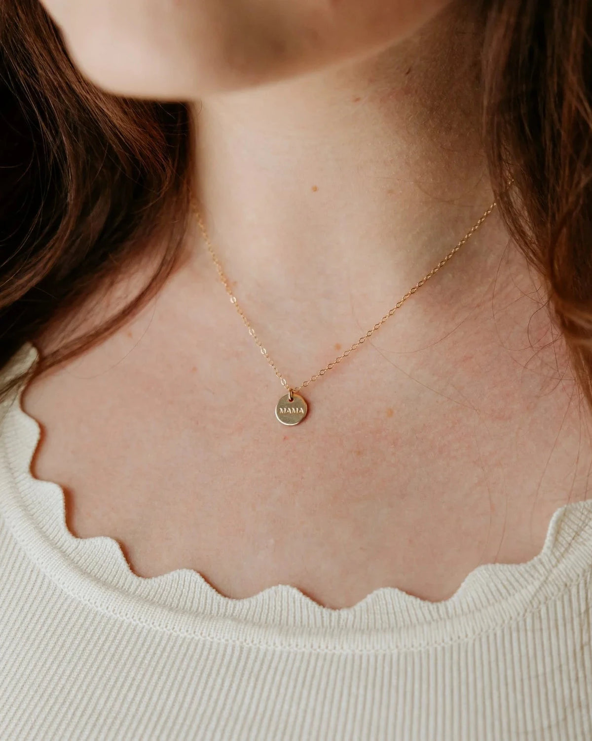 'Mama' Disc Charm Necklace