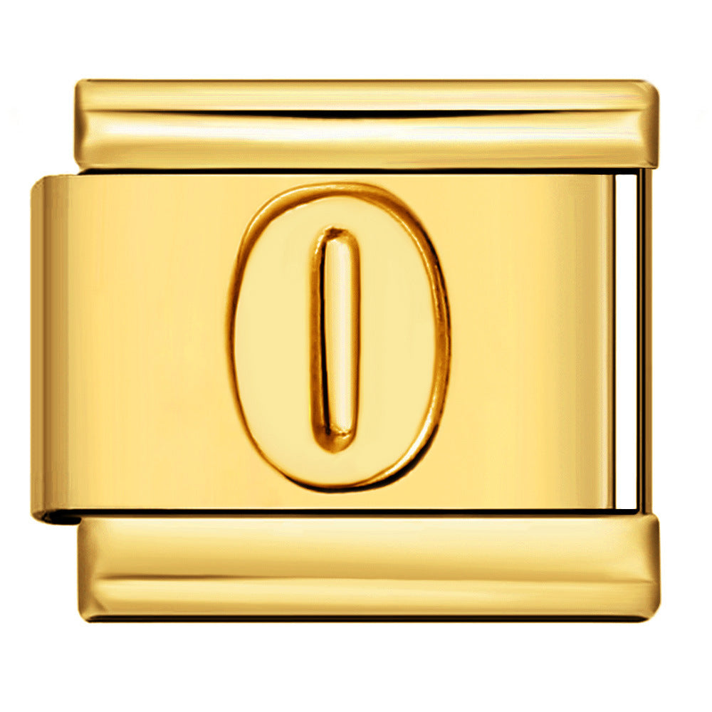 Gold charm with the number '0'
