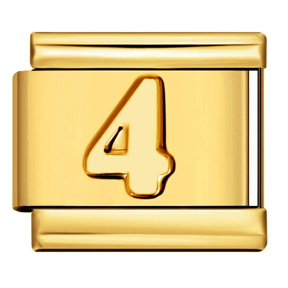 Gold charm with the number 4 