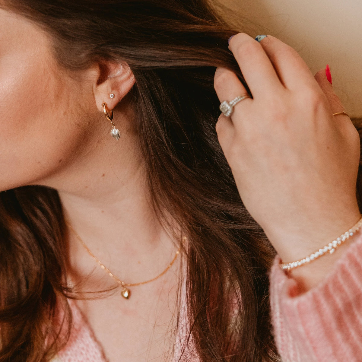 Opposites Attract Mixed Metal Classic Hoop Charm Earrings