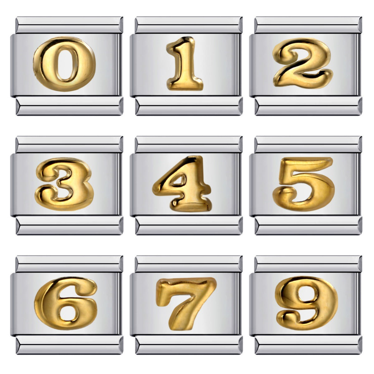 Mixed Metal Number Italian Charms