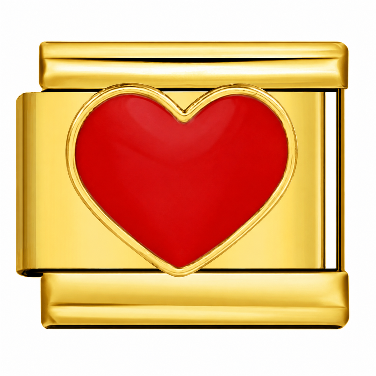 Gold charm with a red heart