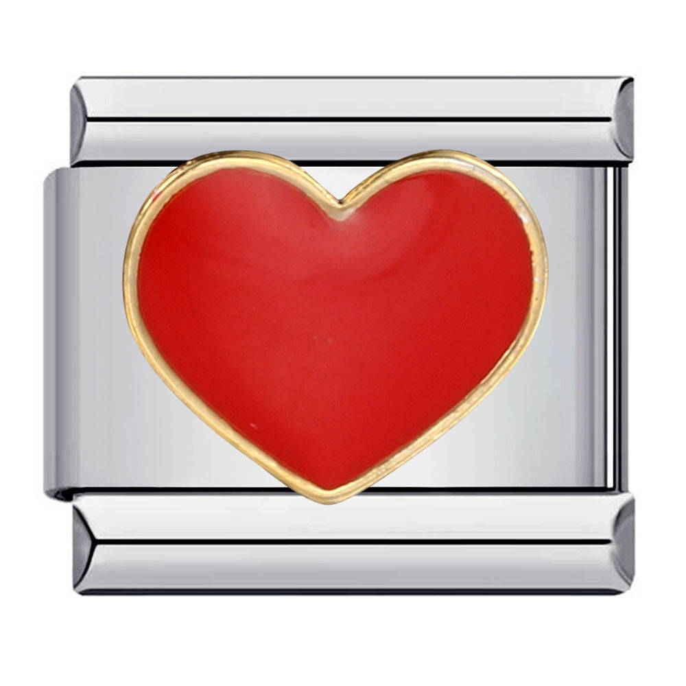 Silver charm with a red heart 