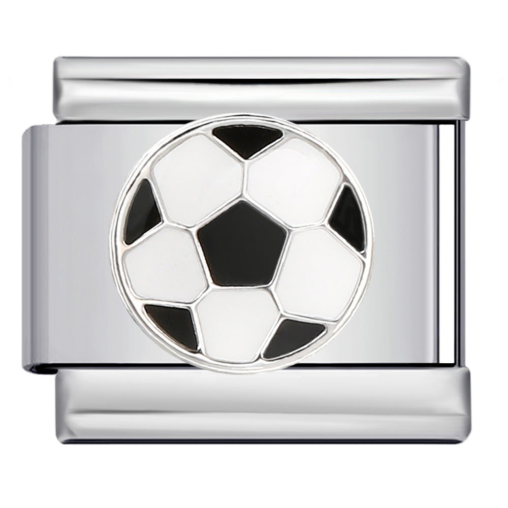 Silver Italian charm with a soccer ball