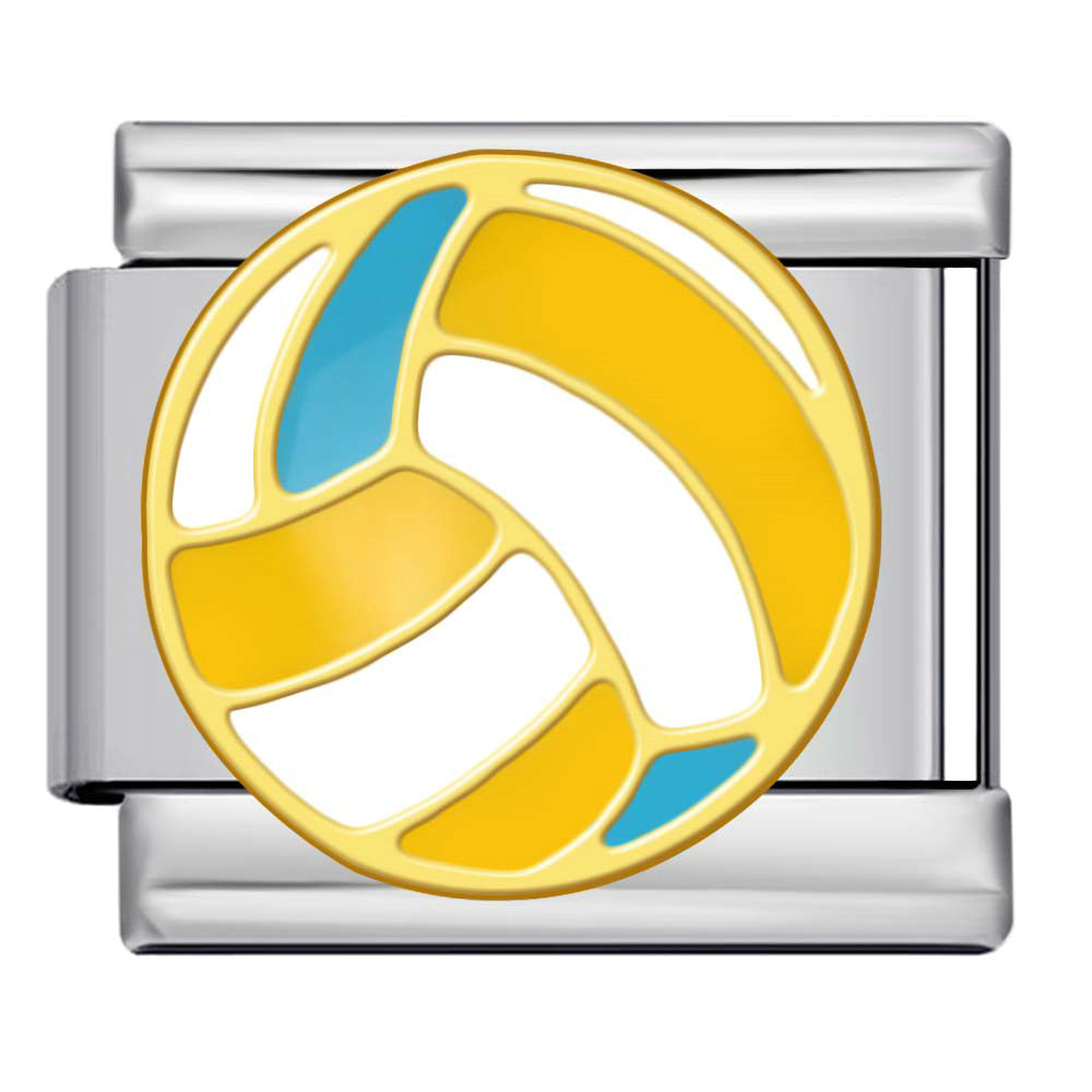 Silver Italian charm with a volleyball