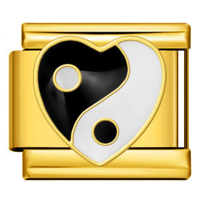 Gold-toned Italian charm with a yin yang heart